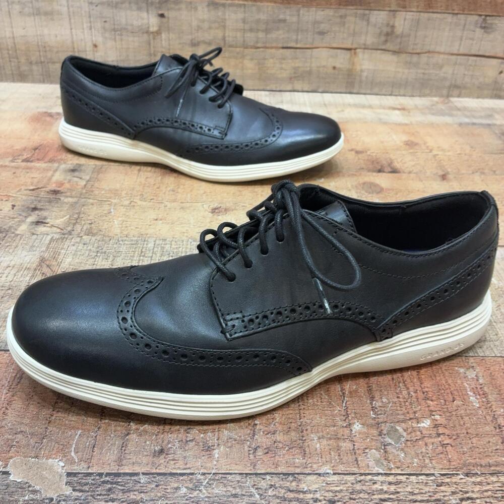 Cole Haan Shoes Mens Size 10 43 Black Leather Wingtip Brogue Grand.OS C29413